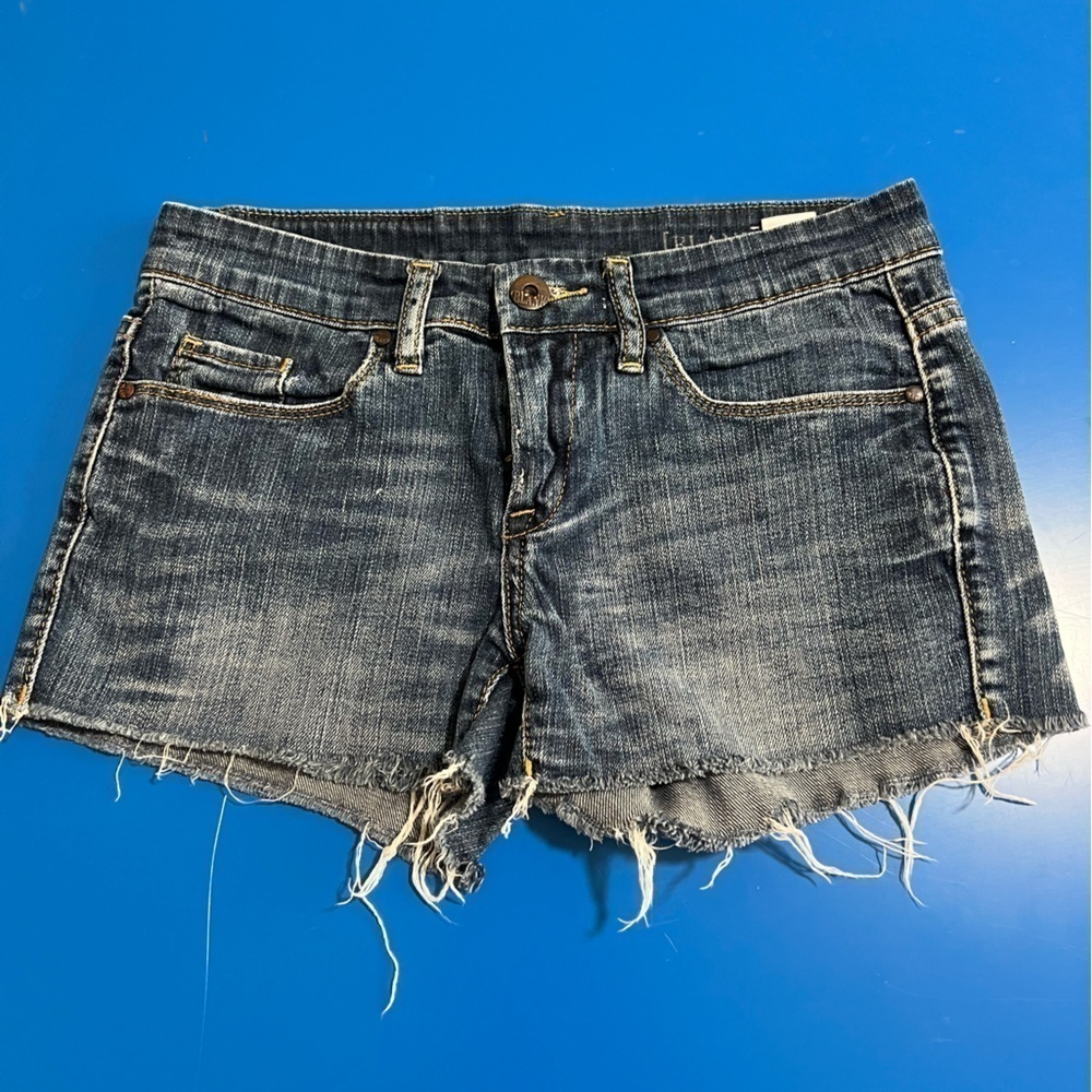 Blank NYC Distressed Dark Blue Denim Jean Shorts